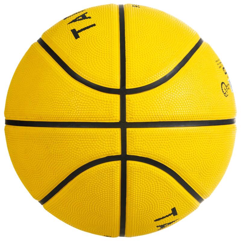 Ballon de basket R100 de taille 5 jaune jusqu'à 10 ans pour débuter.