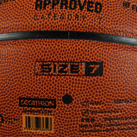 Boys'/Men's Size 7 (from 13 Years) Basketball BT500 - Brown/Fiba.