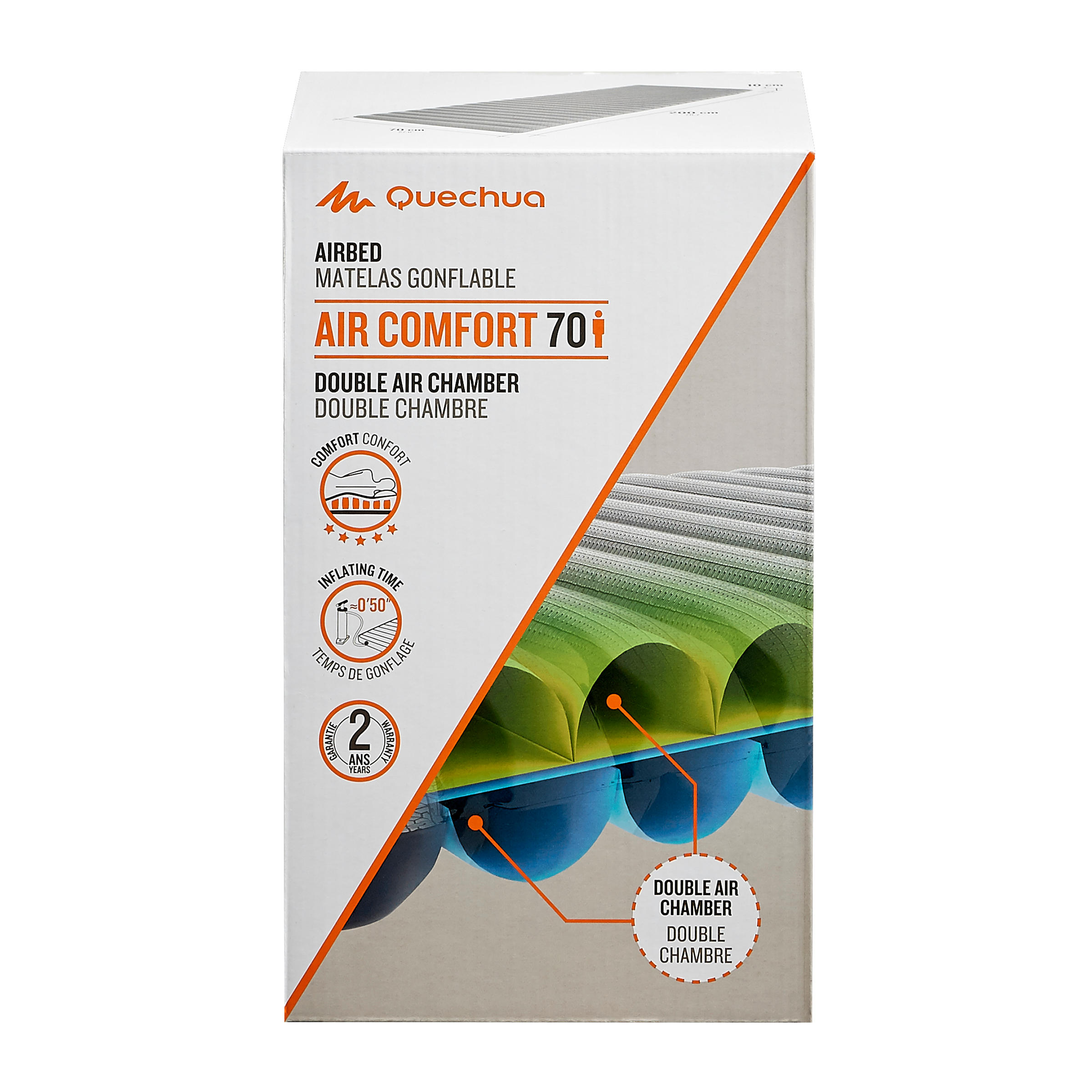 Segunda vida - Colchón Camping Quechua Confort Gris Hinchable 70 CM 1 Persona 4/6