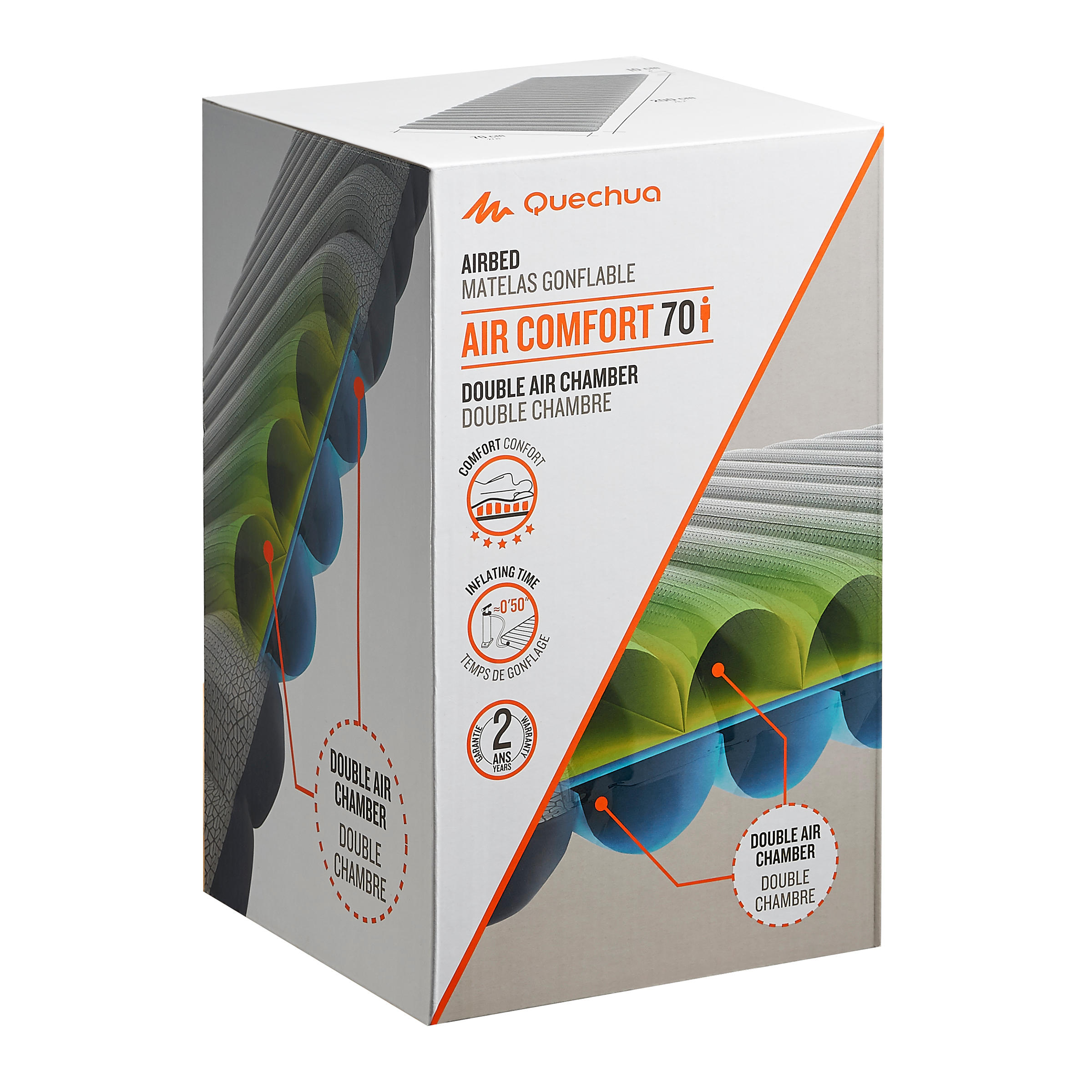 Segunda vida - Colchón Camping Quechua Confort Gris Hinchable 70 CM 1 Persona 3/6
