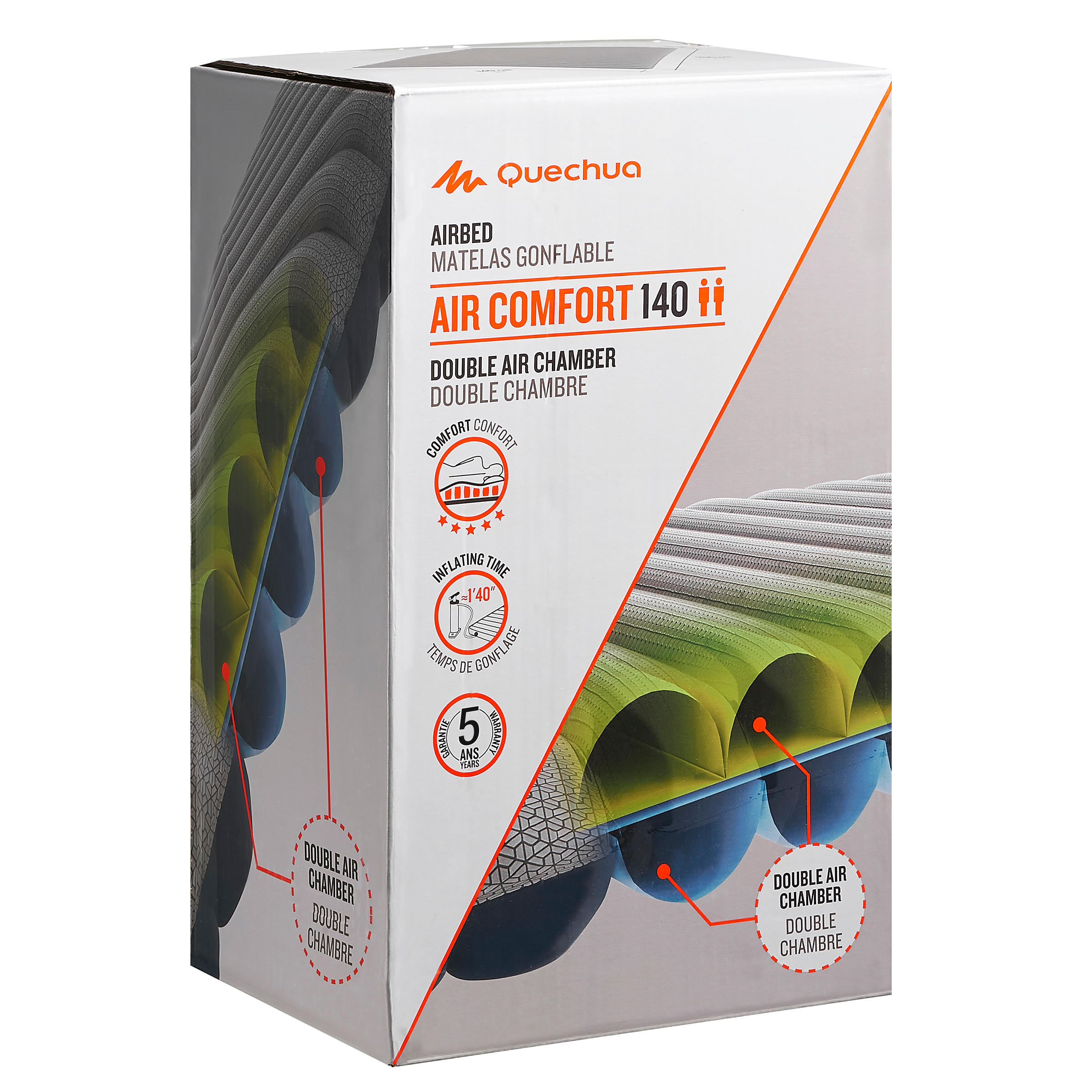Segunda vida - Colchón Camping Quechua Confort Gris Hinchable 140 CM 2 Personas 3/5