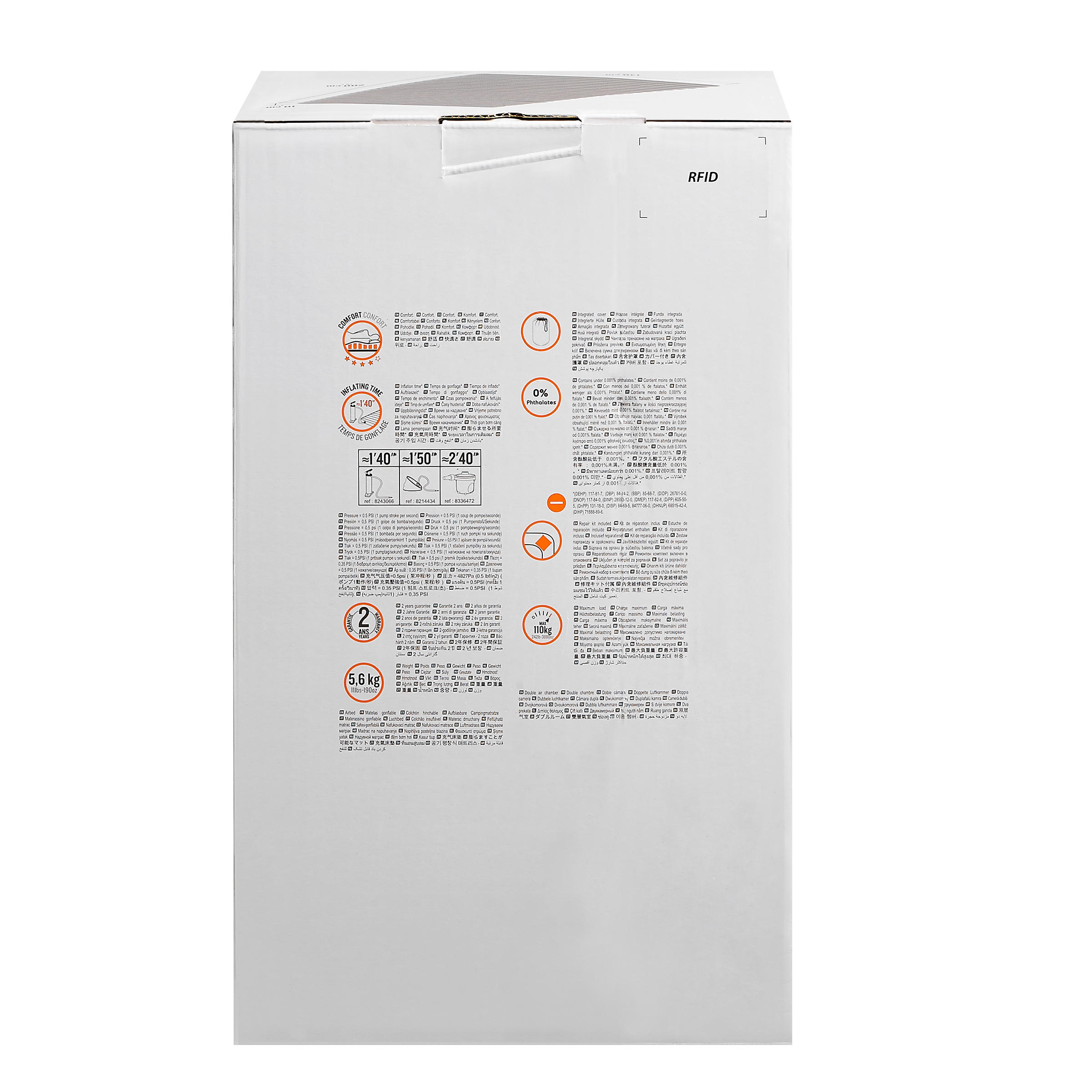 Segunda vida - Colchón Camping Quechua Confort Gris Hinchable 140 CM 2 Personas 4/5