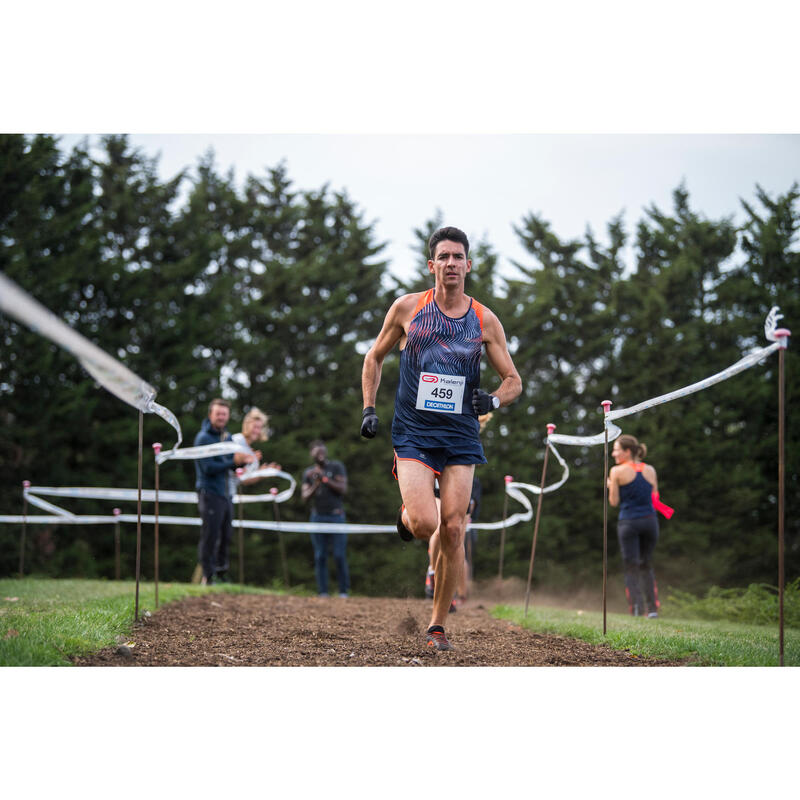 DEBARDEUR D'ATHLETISME HOMME BLEU ET ORANGE