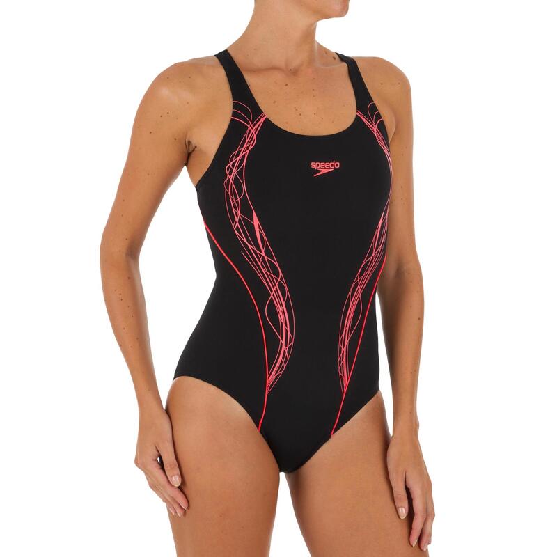 Maillot de bain 1 pièce femme Muscle back noir rouge