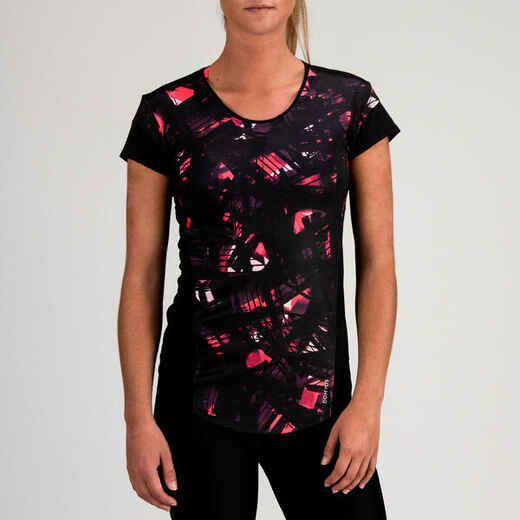 
      500 Women's Cardio Fitness T-Shirt - Black Print
  