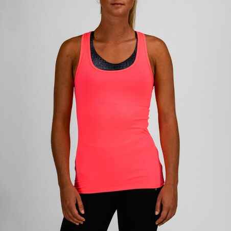 Débardeur cardio fitness femme rose 100