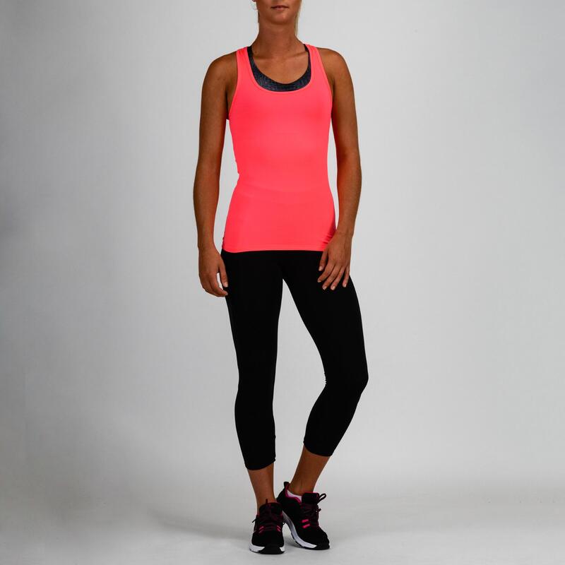 Débardeur cardio fitness femme rose 100