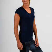 100 Women's Cardio Fitness T-Shirt - Navy Blue