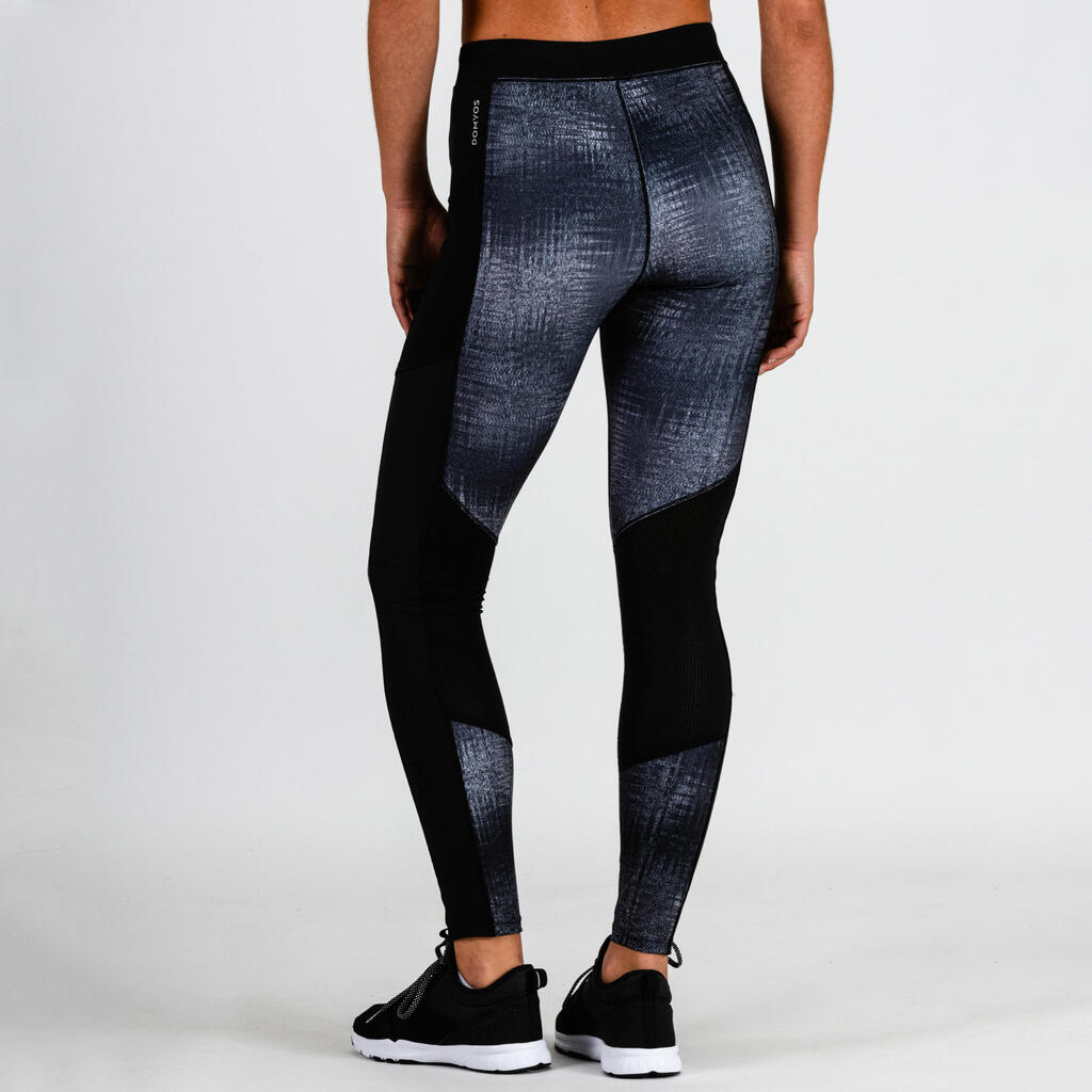 Leggings Fitness mit Smartphonetasche grau/rosa