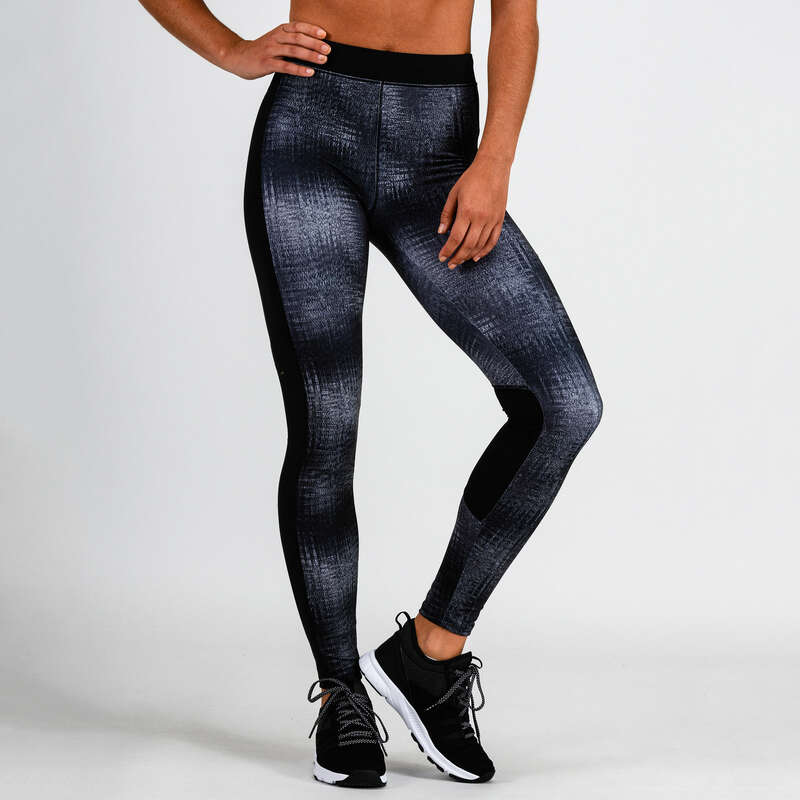 WOMAN FITNESS ENERGY APPAREL Fitness and Gym - FTI 120 Leggings - Grey Print DOMYOS - Gym Activewear