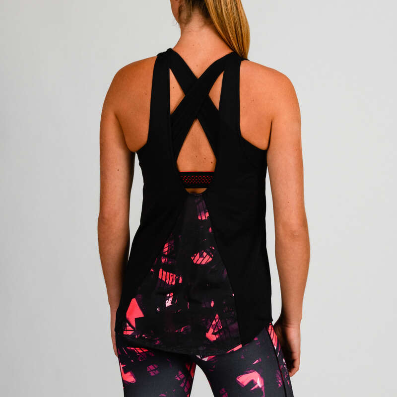 FITNESS CARDIO CONFIRMED WOMAN CLOTHING Fitness, siłownia - Koszulka FTB 500 DOMYOS - Odzież i buty fitness