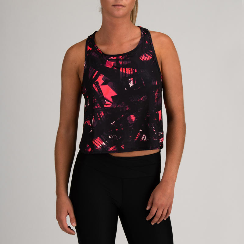 Camisole 3-en-1 entraînement cardio femme corail et imprimé 520 Camisole 3-en-1 entraînement cardio femme corail et imprimé 520