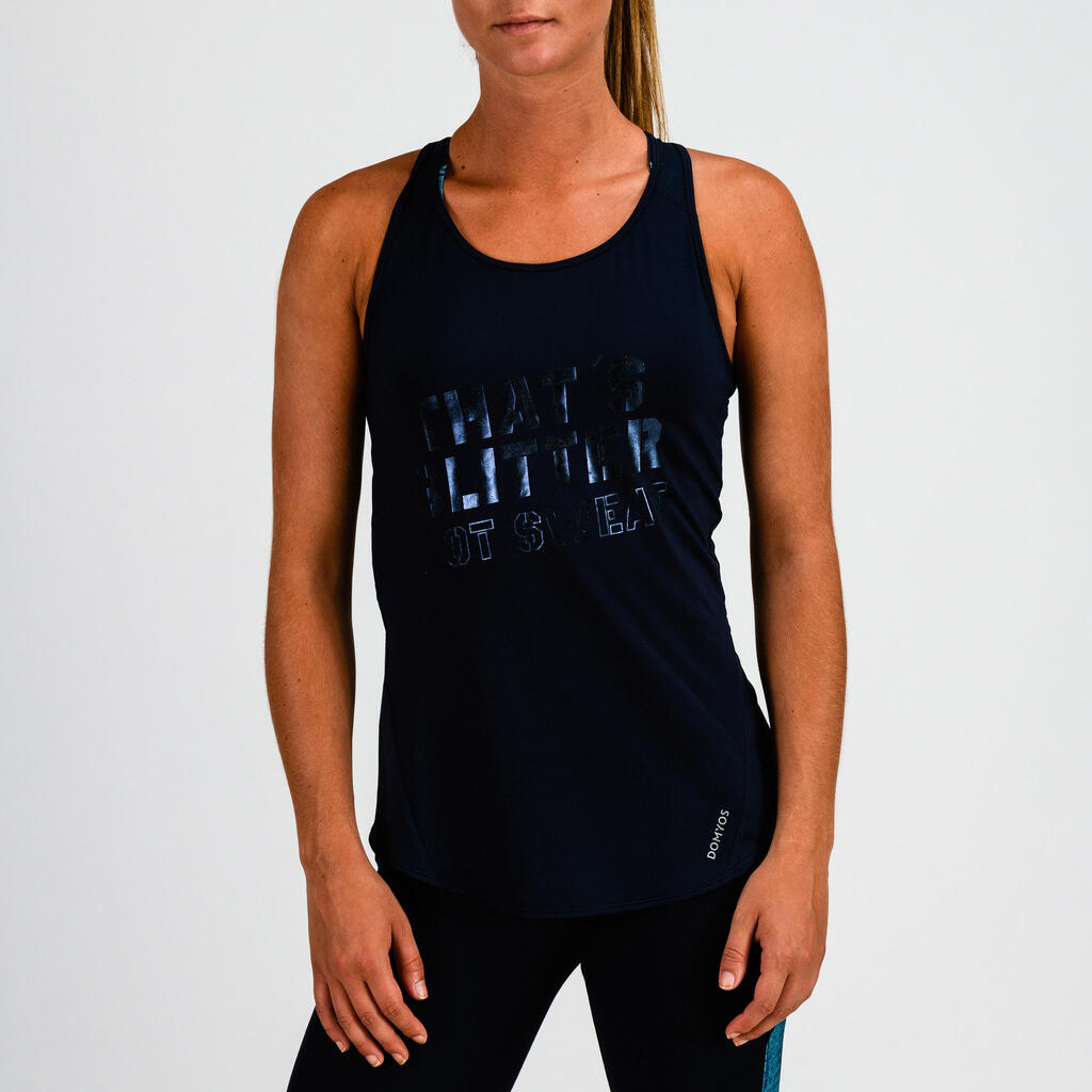 Top lang Rundhalsausschnitt Fitness Cardio Damen grün