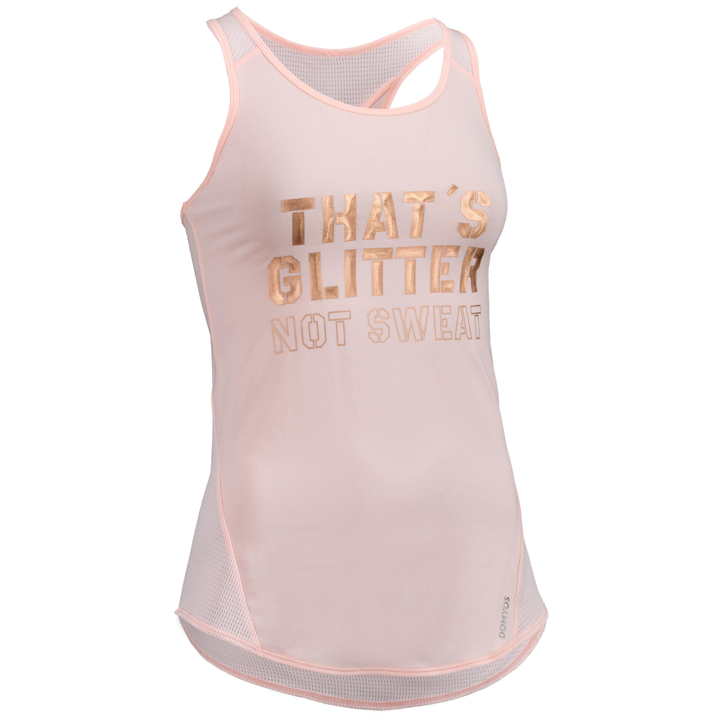 DOMYOS 120 Women's Cardio Fitness Tank Top - Pale Pink "Satin Effect" Print