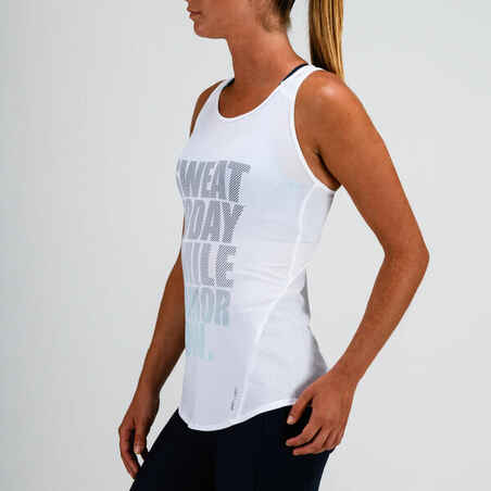 120 Women's Cardio Fitness Tank Top - White Print