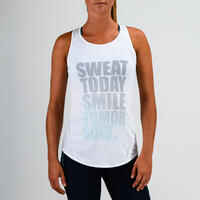 120 Women's Cardio Fitness Tank Top - White Print