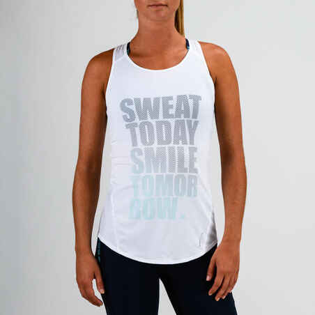 120 Women's Cardio Fitness Tank Top - White Print