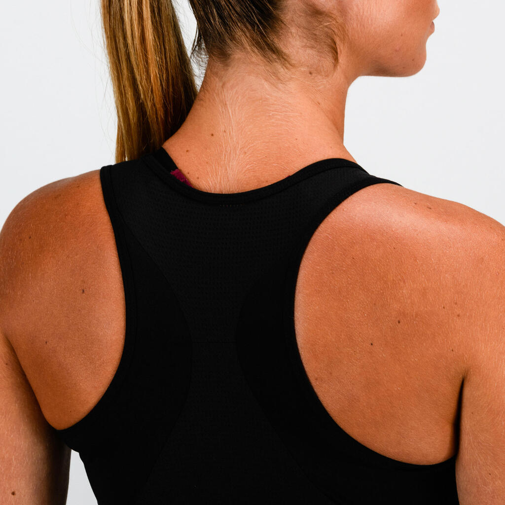 Top lang Rundhalsausschnitt Fitness Cardio Damen grün