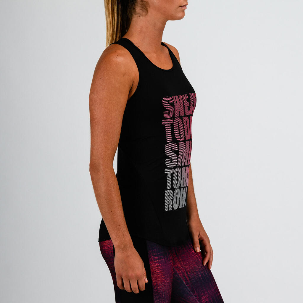 Top lang Rundhalsausschnitt Fitness Cardio Damen grün