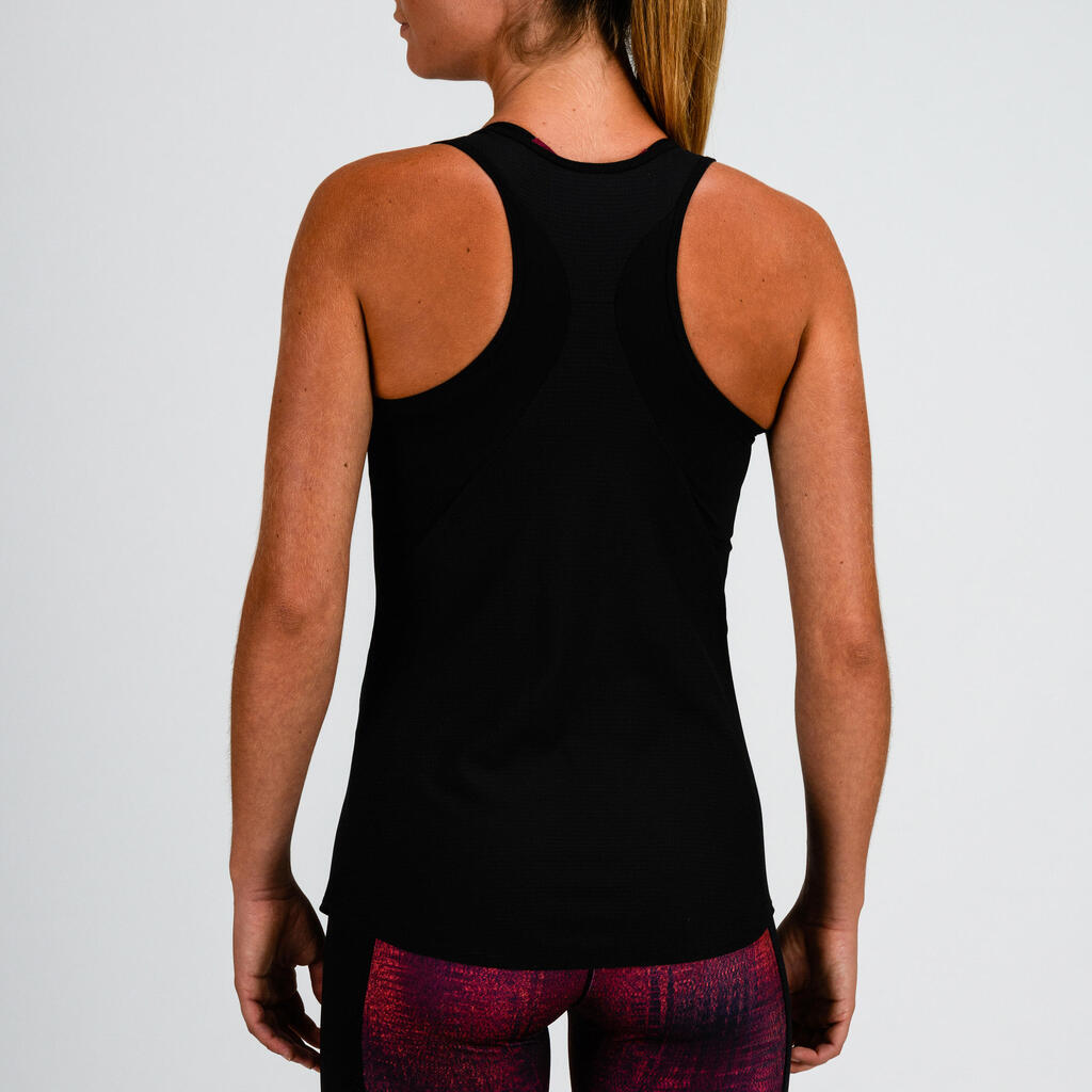 Top lang Rundhalsausschnitt Fitness Cardio Damen grün