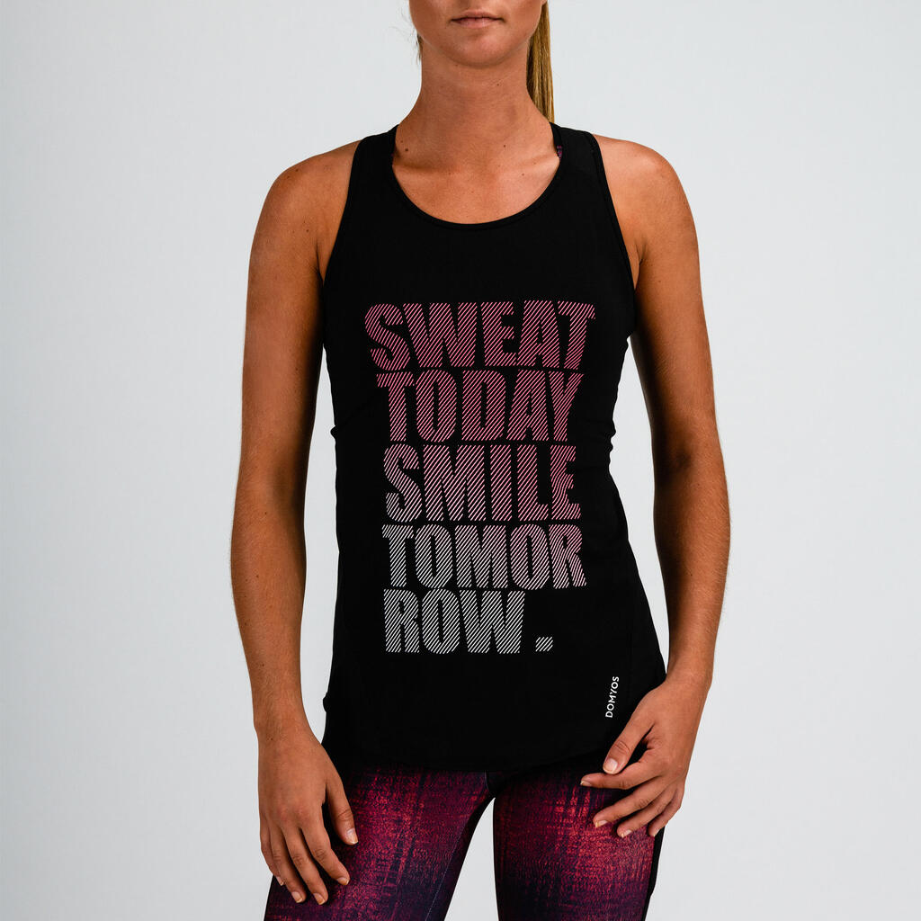 Top lang Rundhalsausschnitt Fitness Cardio Damen grün