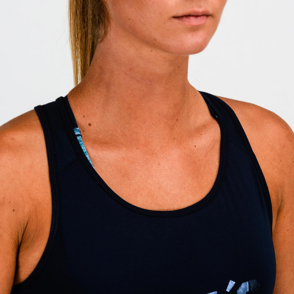 Top lang Rundhalsausschnitt Fitness Cardio Damen grün