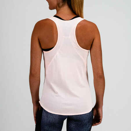 120 Women's Cardio Fitness Tank Top - Pale Pink "Satin Effect" Print