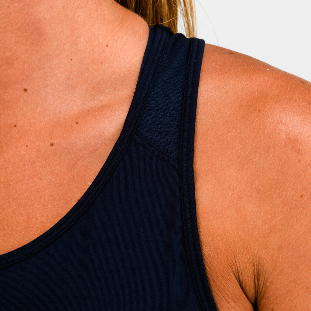 Top lang Rundhalsausschnitt Fitness Cardio Damen grün