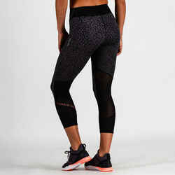 900 Women's Cardio Fitness 7/8 Leggings - Black/Lilac Print