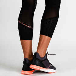 900 Women's Cardio Fitness 7/8 Leggings - Black/Lilac Print