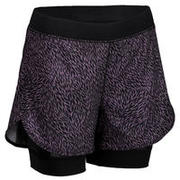 KRATKE HLAČE ZA KARDIO FITNESS 900 ŽENSKE LILA S OTISKOM