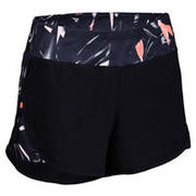 KRATKE HLAČE ZA KARDIO FITNESS 500 ŽENSKE TAMNOPLAVE S PRINTOM