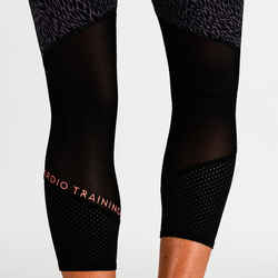 900 Women's Cardio Fitness 7/8 Leggings - Black/Lilac Print