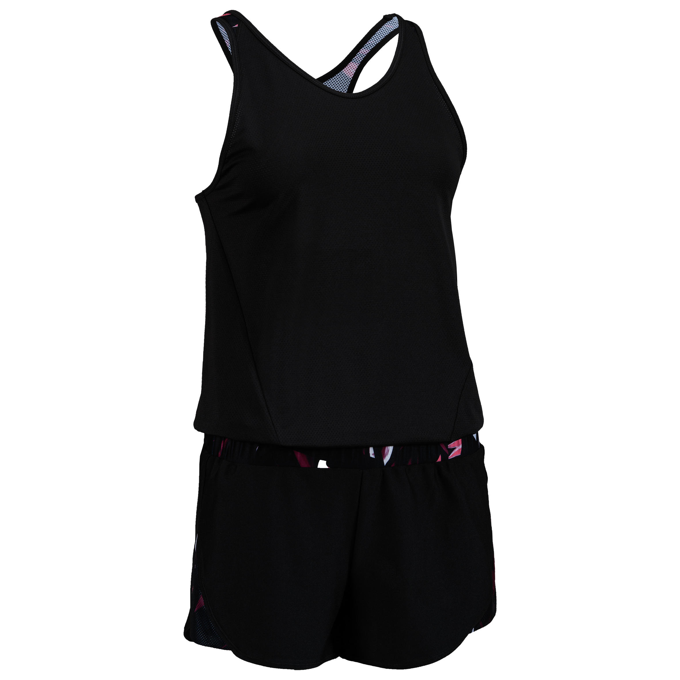 Domyos Korte Jumpsuit Cardiofitness Dames Zwart 500 domyos kopen in de aanbieding