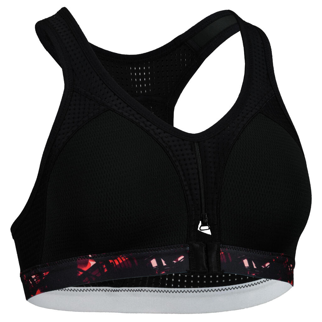 900 Women's Cardio Fitness Power Sports Bra - Black Print