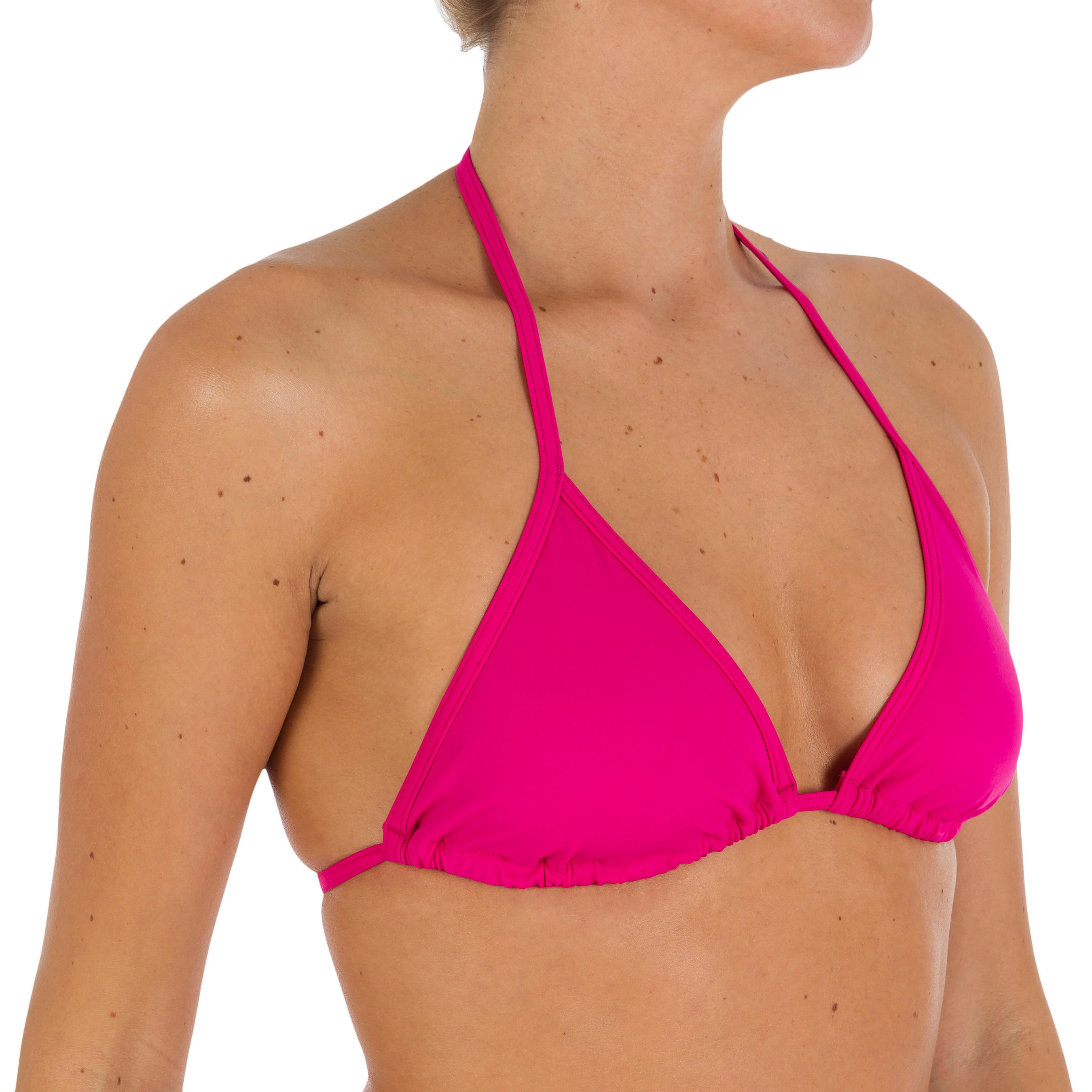 MAE women's triangle swimsuit - Plain pink 1/9