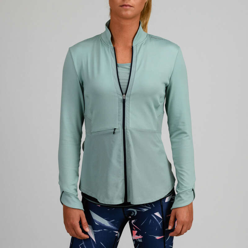 FITNESS CARDIO CONFIRMED WOMAN CLOTHING Fitness and Gym - FJA 500 Green Jacket DOMYOS - Fitness and Gym