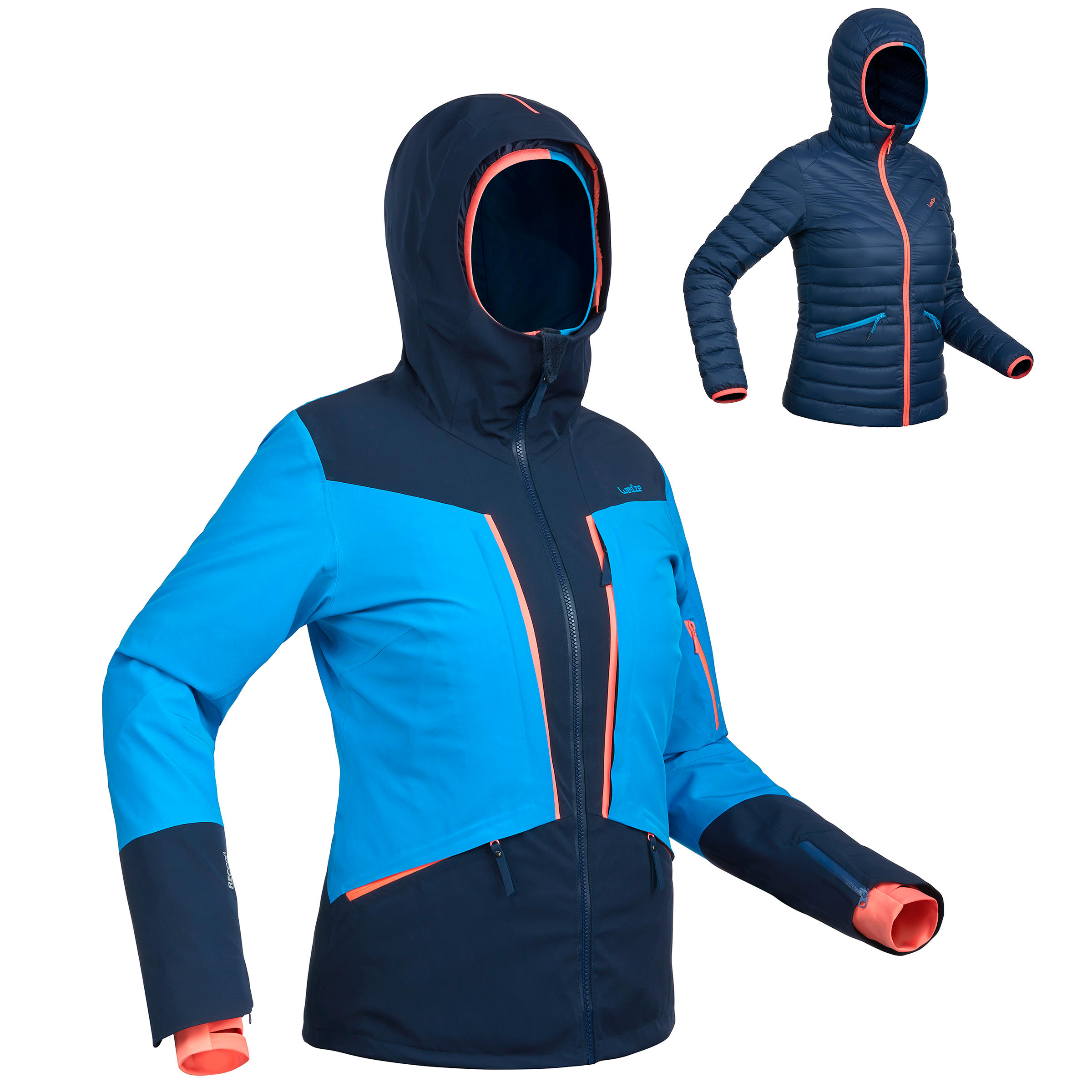 WEDZE WOMEN'S 900 SKI-P TRAIL SKI JACKET - NAVY AND BLUE