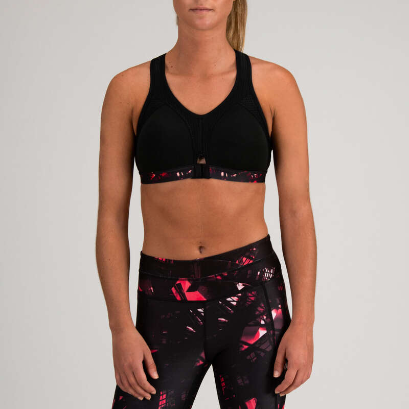 WOMAN FITNESS BRA, UNDERWEAR Fitness and Gym - FBRA 900 Power Sports Bra Blck DOMYOS - Gym Activewear
