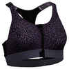 900 Women's Cardio Fitness Zip-Up Sports Bra - Black Print