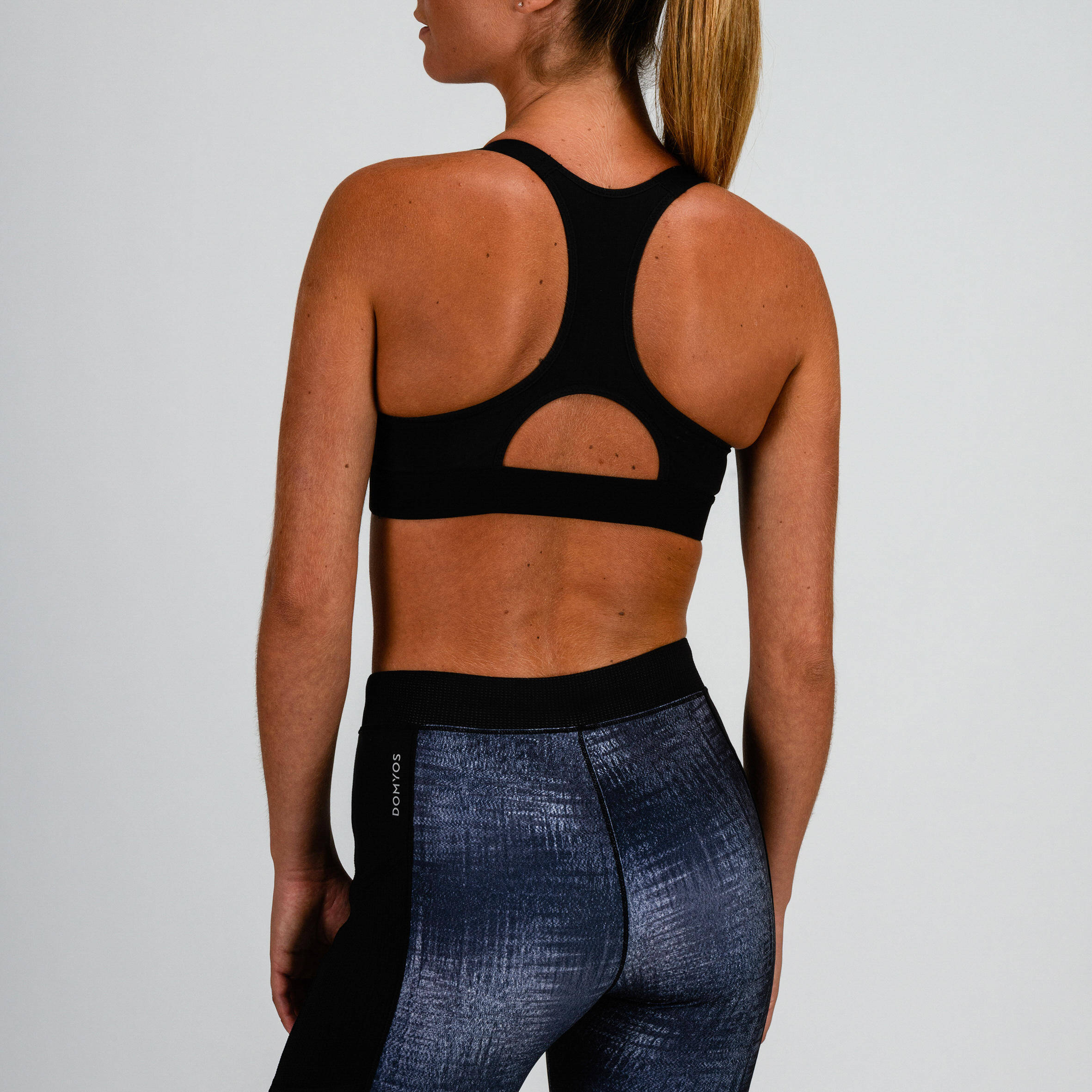 Women's Mid-Support Fitness Sports Bra - Grey Print -  3