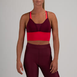 Top Sujetador deportivo Cardio Fitness Domyos 120 mujer rosa ciruela