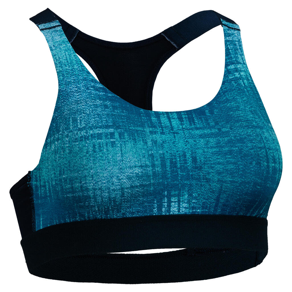 500 Women's Cardio Fitness Sports Bra - Navy Blue Print