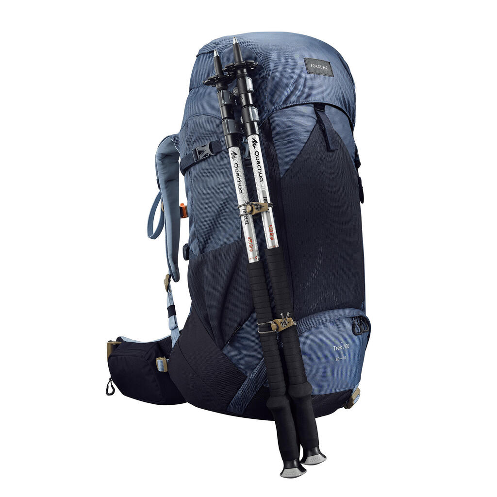 Γυναικείο σακίδιο Trek500 50L+10L για ορεινή πεζοπορία - Μπλε