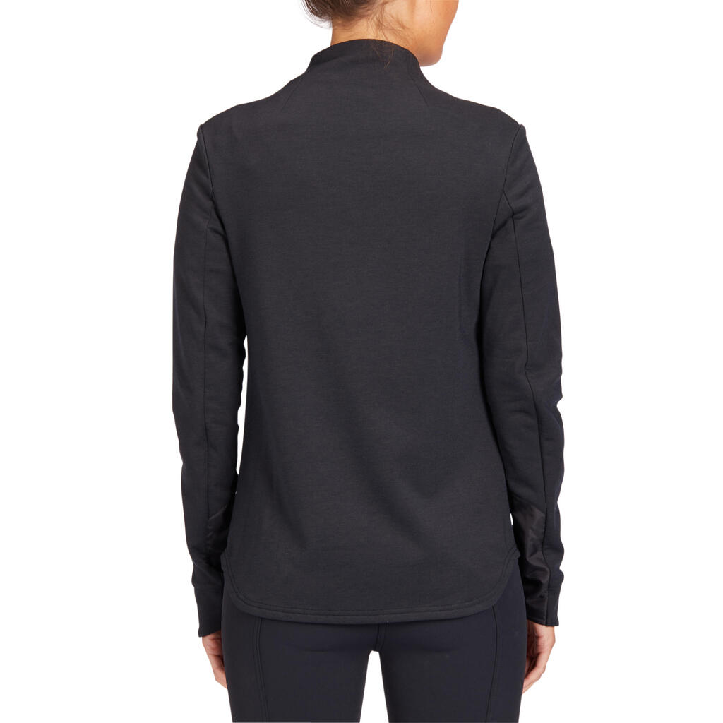 Women's Horse Riding Zipped Sweatshirt 500 - Black