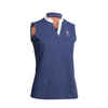 Reit-Poloshirt ärmellos 500 Mesh Damen blau/orange