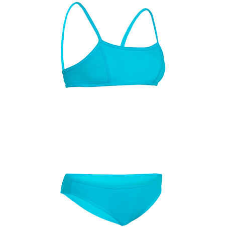 GIRLS’ two-piece SURFING swimsuit BIKINI TOP BALI 100 - BLUE