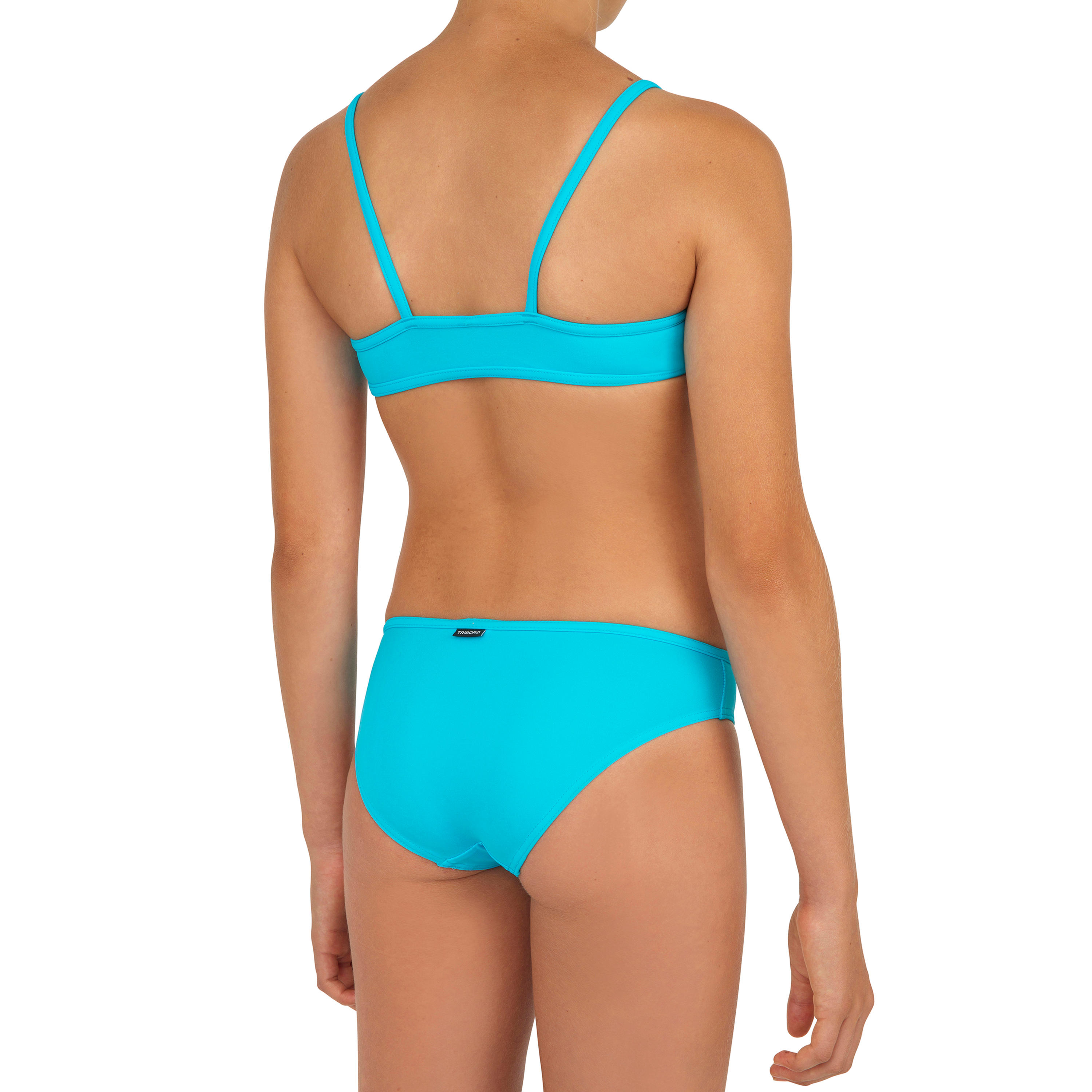 GIRLS’ two-piece SURFING swimsuit BIKINI TOP BALI 100 - BLUE 3/4