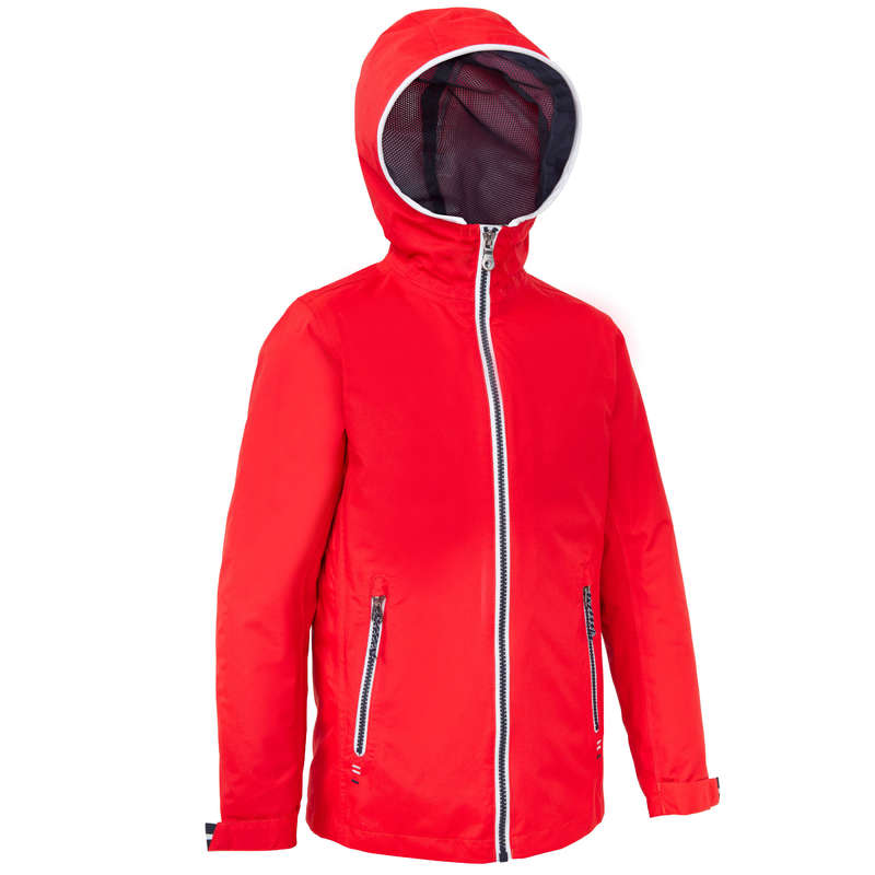 TRIBORD 100 Kids' Waterproof Sailing Oilskin - Red