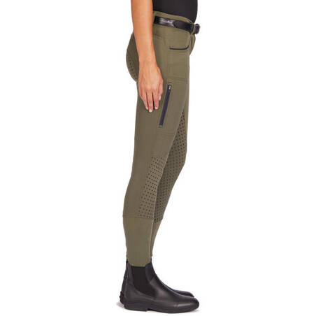 580 Fullgrip Women's Silicone Seat Horse Riding Jodhpurs - Khaki